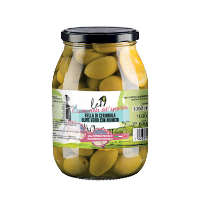 Olivy zelené Bella di Cerignola s nakládaným pomerančem Cannone 1062ml